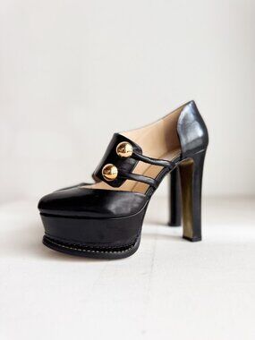Moschino RUNWAY FW' 13 Black Platform Gold Detail Heels 39